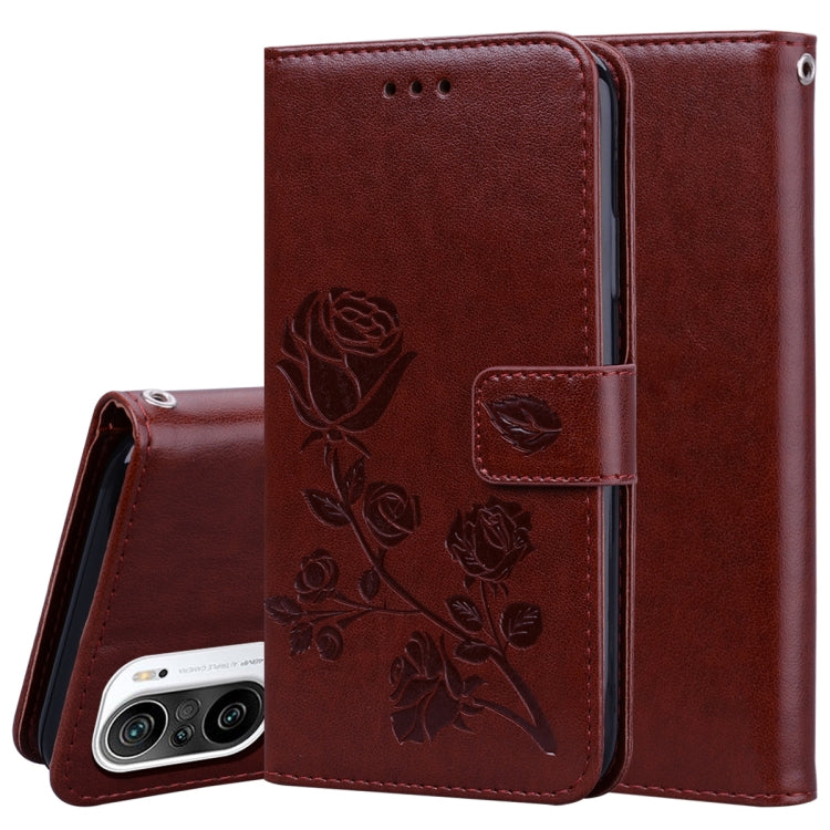 For Xiaomi Redmi K40 / K40 Pro Rose Embossed Horizontal Flip PU Leather Case with Holder & Card Slots & Wallet