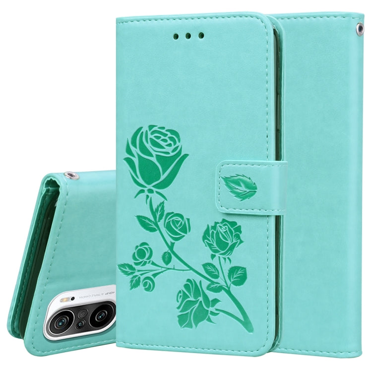 For Xiaomi Redmi K40 / K40 Pro Rose Embossed Horizontal Flip PU Leather Case with Holder & Card Slots & Wallet