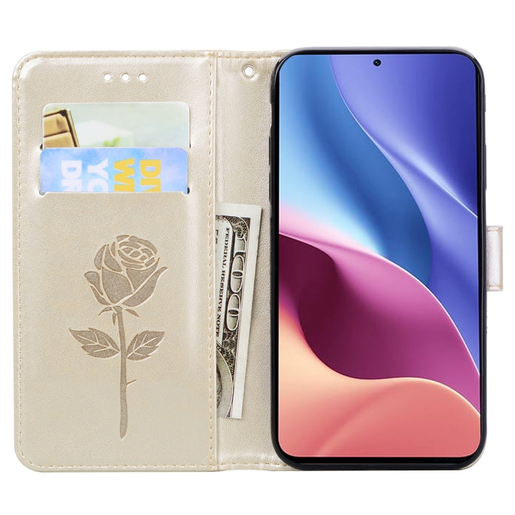 For Xiaomi Redmi K40 / K40 Pro Rose Embossed Horizontal Flip PU Leather Case with Holder & Card Slots & Wallet