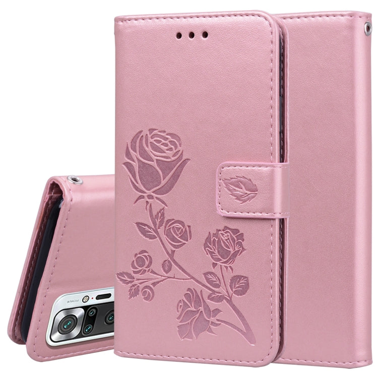 For Xiaomi Redmi Note 10 Pro Rose Embossed Horizontal Flip PU Leather Case with Holder & Card Slots & Wallet