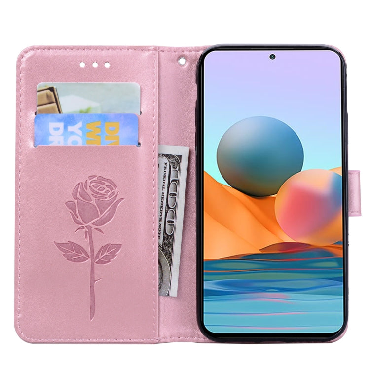 For Xiaomi Redmi Note 10 Pro Rose Embossed Horizontal Flip PU Leather Case with Holder & Card Slots & Wallet