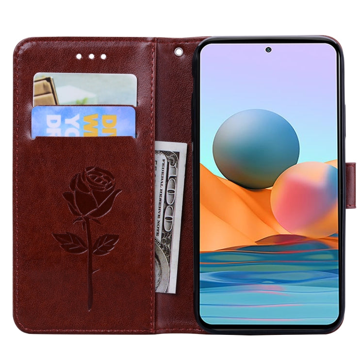 For Xiaomi Redmi Note 10 Pro Rose Embossed Horizontal Flip PU Leather Case with Holder & Card Slots & Wallet