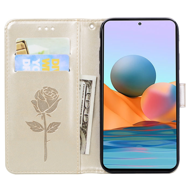 For Xiaomi Redmi Note 10 Pro Rose Embossed Horizontal Flip PU Leather Case with Holder & Card Slots & Wallet