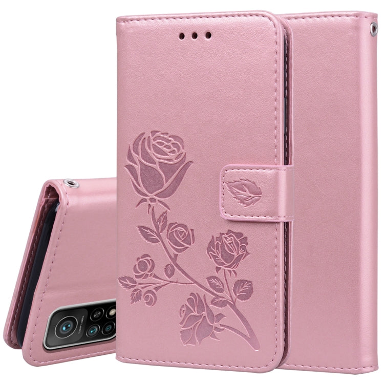For Xiaomi Mi 10T Pro 5G Rose Embossed Horizontal Flip PU Leather Case with Holder & Card Slots & Wallet