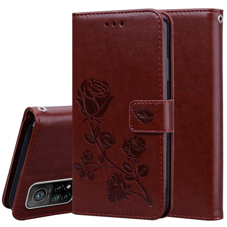 For Xiaomi Mi 10T Pro 5G Rose Embossed Horizontal Flip PU Leather Case with Holder & Card Slots & Wallet