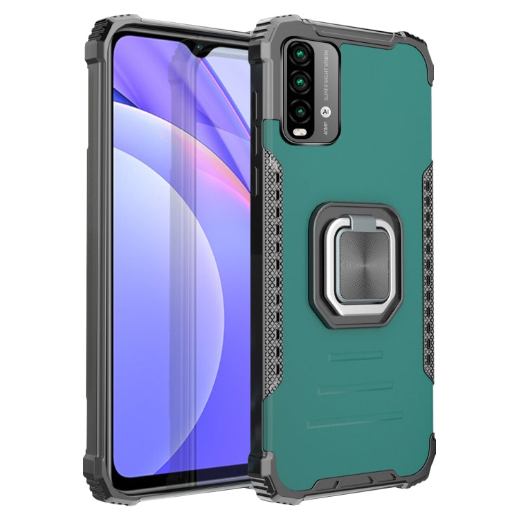 For Xiaomi Redmi Note 9 4G CN Version / Poco M3 / Redmi 9 Power / Redmi 9T Fierce Warrior Series Armor All-inclusive Shockproof Aluminum Alloy + TPU Protective Case with Ring Holder