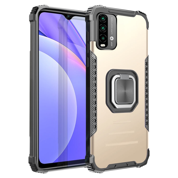 For Xiaomi Redmi Note 9 4G CN Version / Poco M3 / Redmi 9 Power / Redmi 9T Fierce Warrior Series Armor All-inclusive Shockproof Aluminum Alloy + TPU Protective Case with Ring Holder