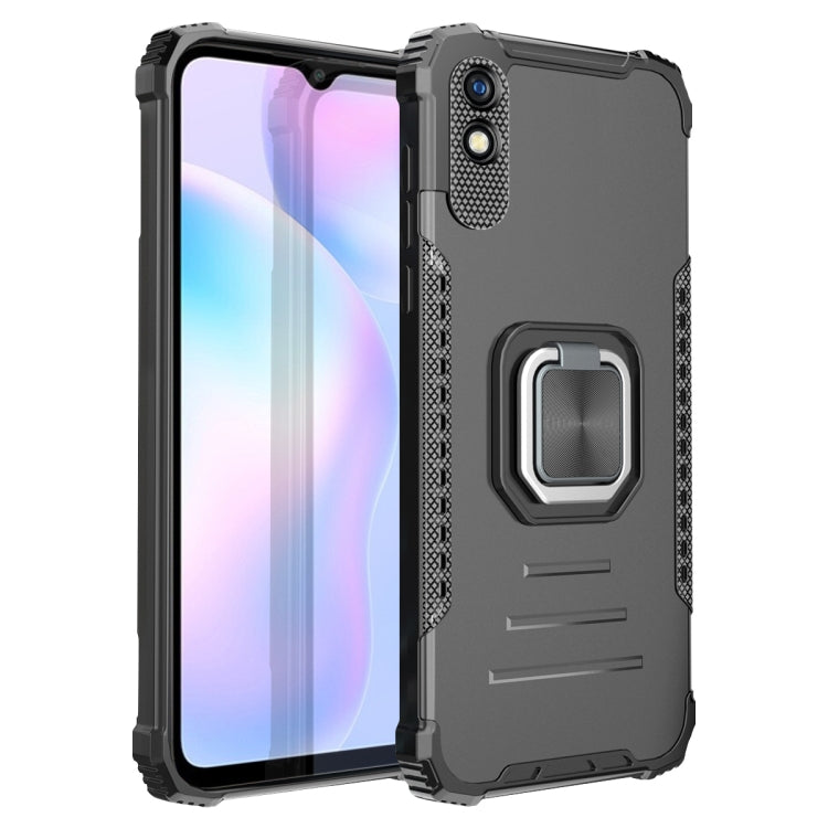 For Xiaomi Redmi 9A Fierce Warrior Series Armor All-inclusive Shockproof Aluminum Alloy + TPU Protective Case with Ring Holder