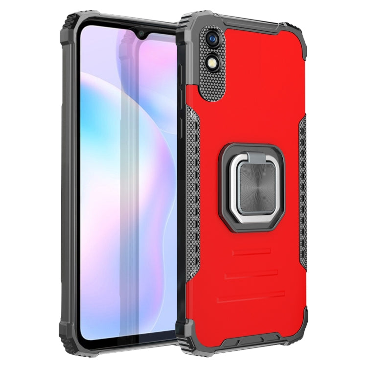 For Xiaomi Redmi 9A Fierce Warrior Series Armor All-inclusive Shockproof Aluminum Alloy + TPU Protective Case with Ring Holder
