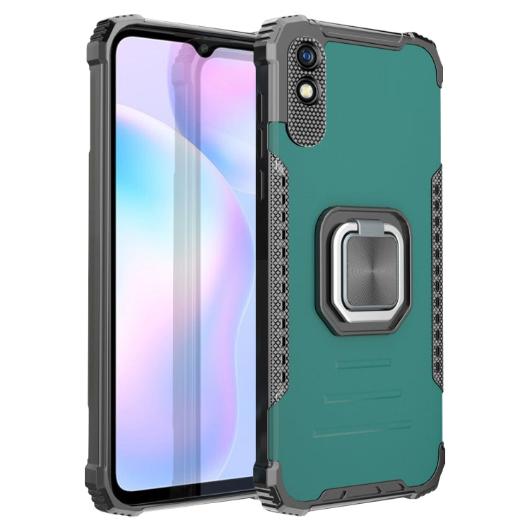 For Xiaomi Redmi 9A Fierce Warrior Series Armor All-inclusive Shockproof Aluminum Alloy + TPU Protective Case with Ring Holder