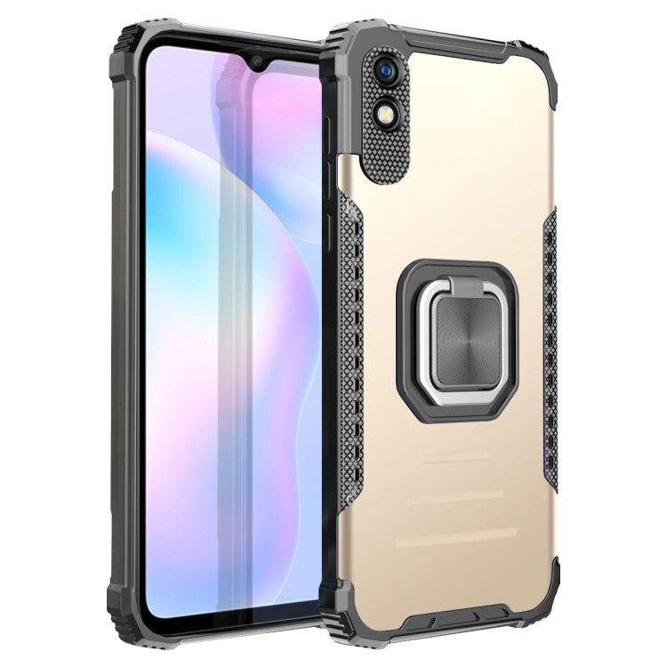 For Xiaomi Redmi 9A Fierce Warrior Series Armor All-inclusive Shockproof Aluminum Alloy + TPU Protective Case with Ring Holder