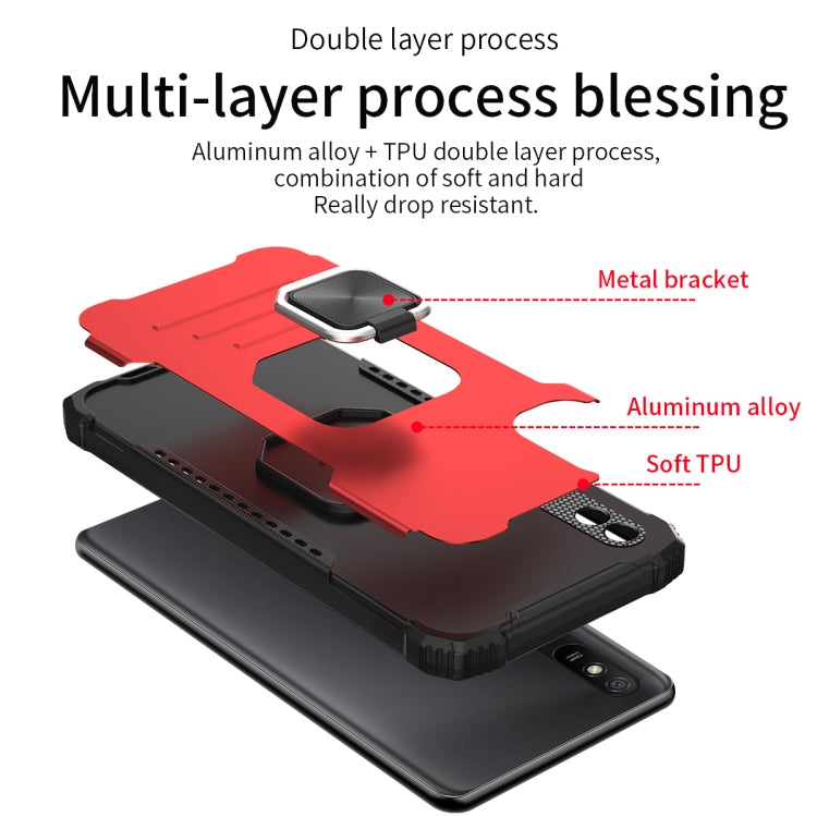 For Xiaomi Redmi 9A Fierce Warrior Series Armor All-inclusive Shockproof Aluminum Alloy + TPU Protective Case with Ring Holder