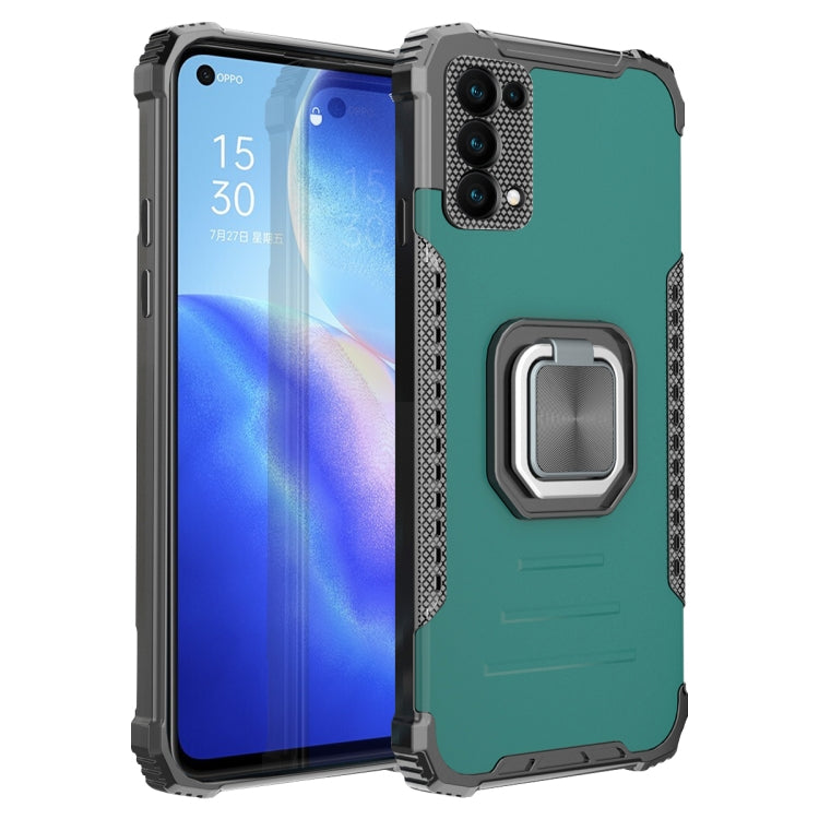For OPPO Reno 5 Fierce Warrior Series Armor All-inclusive Shockproof Aluminum Alloy + TPU Protective Case with Ring Holder
