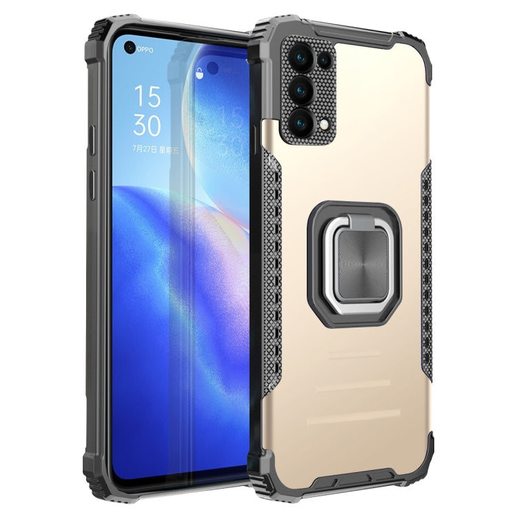 For OPPO Reno 5 Fierce Warrior Series Armor All-inclusive Shockproof Aluminum Alloy + TPU Protective Case with Ring Holder