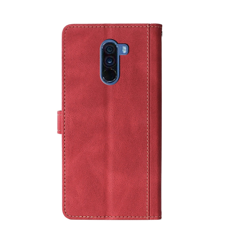 For Xiaomi Pocophone F1 Stitching Skin Feel Magnetic Buckle Horizontal Flip PU Leather Case with Holder & Card Slots & Wallet