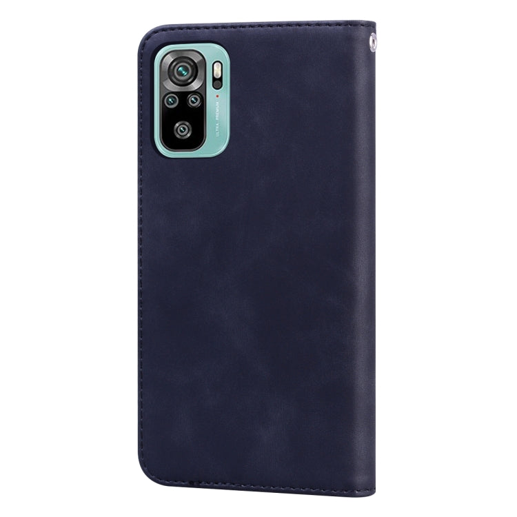 For Xiaomi Redmi Note 10 4G Frosted Business Magnetic Horizontal Flip PU Leather Case with Holder & Card Slot & Lanyard