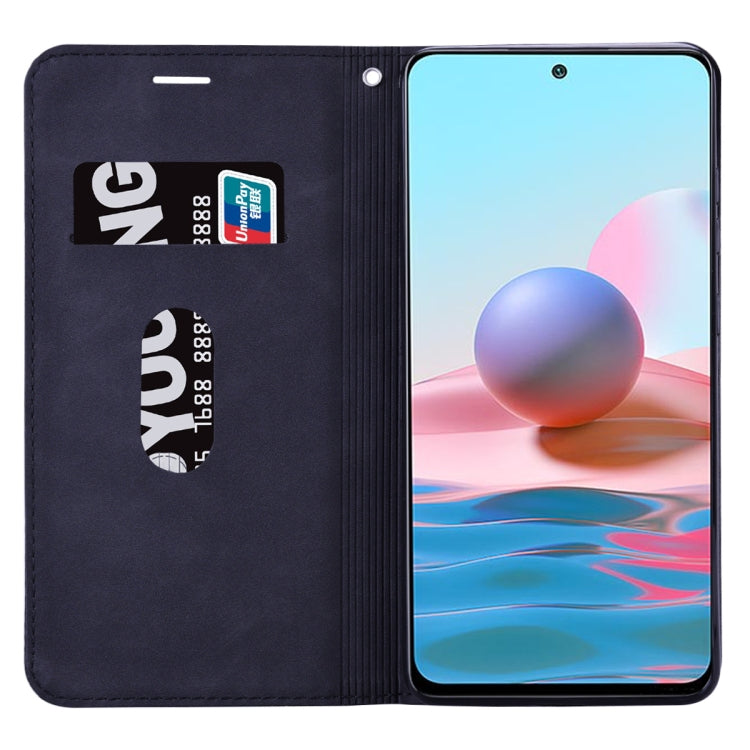 For Xiaomi Redmi Note 10 4G Frosted Business Magnetic Horizontal Flip PU Leather Case with Holder & Card Slot & Lanyard