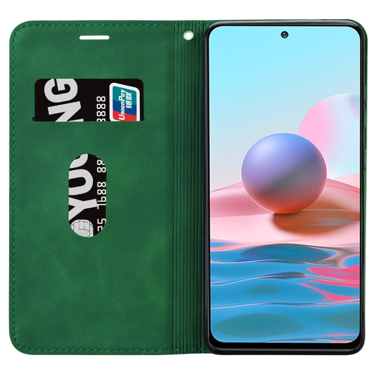 For Xiaomi Redmi Note 10 4G Frosted Business Magnetic Horizontal Flip PU Leather Case with Holder & Card Slot & Lanyard