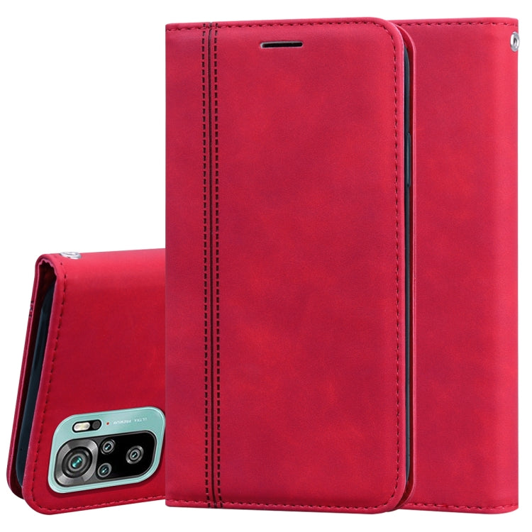 For Xiaomi Redmi Note 10 4G Frosted Business Magnetic Horizontal Flip PU Leather Case with Holder & Card Slot & Lanyard
