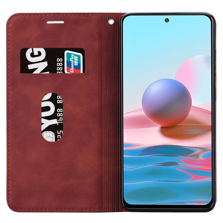 For Xiaomi Redmi Note 10 4G Frosted Business Magnetic Horizontal Flip PU Leather Case with Holder & Card Slot & Lanyard