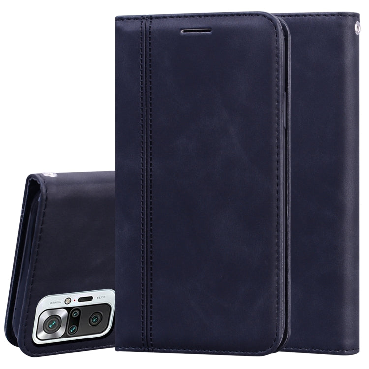 For Xiaomi Redmi Note 10 Pro Frosted Business Magnetic Horizontal Flip PU Leather Case with Holder & Card Slot & Lanyard
