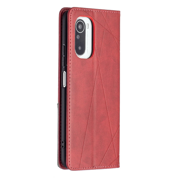For Xiaomi Mi 11i / Poco F3 / Redmi K40 Rhombus Texture Horizontal Flip Magnetic Leather Case with Holder & Card Slots