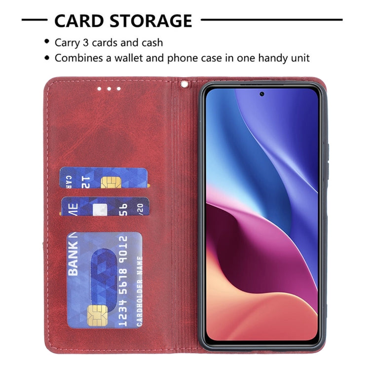 For Xiaomi Mi 11i / Poco F3 / Redmi K40 Rhombus Texture Horizontal Flip Magnetic Leather Case with Holder & Card Slots