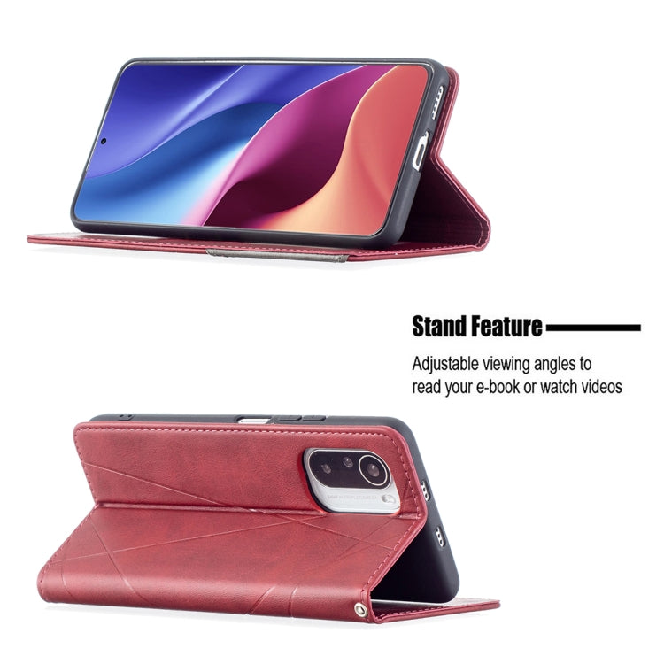 For Xiaomi Mi 11i / Poco F3 / Redmi K40 Rhombus Texture Horizontal Flip Magnetic Leather Case with Holder & Card Slots