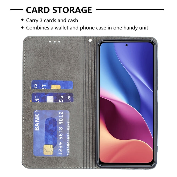 For Xiaomi Mi 11i / Poco F3 / Redmi K40 Rhombus Texture Horizontal Flip Magnetic Leather Case with Holder & Card Slots