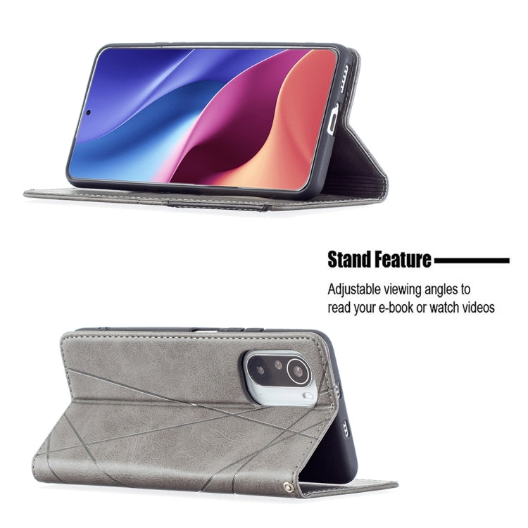 For Xiaomi Mi 11i / Poco F3 / Redmi K40 Rhombus Texture Horizontal Flip Magnetic Leather Case with Holder & Card Slots