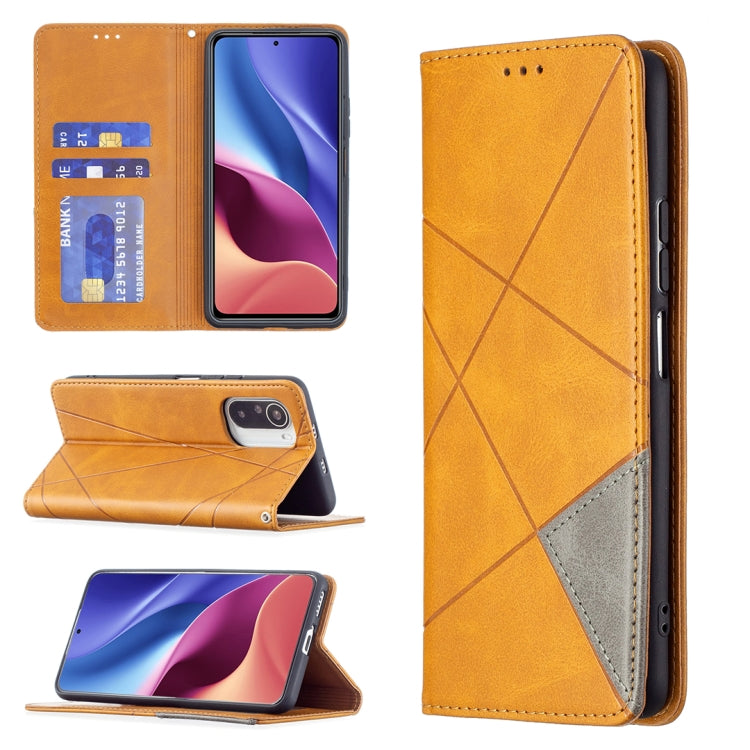 For Xiaomi Mi 11i / Poco F3 / Redmi K40 Rhombus Texture Horizontal Flip Magnetic Leather Case with Holder & Card Slots