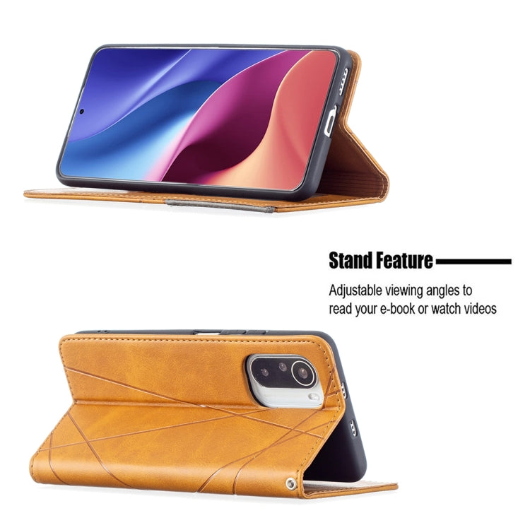 For Xiaomi Mi 11i / Poco F3 / Redmi K40 Rhombus Texture Horizontal Flip Magnetic Leather Case with Holder & Card Slots