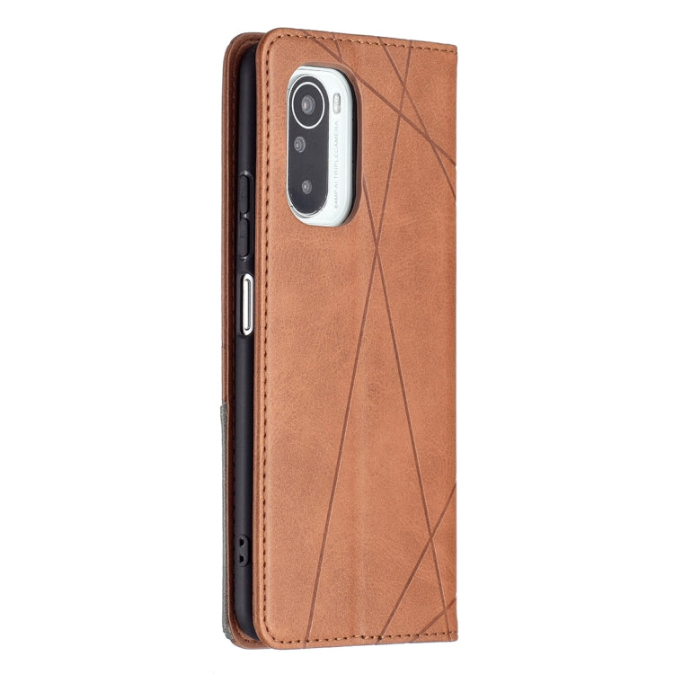 For Xiaomi Mi 11i / Poco F3 / Redmi K40 Rhombus Texture Horizontal Flip Magnetic Leather Case with Holder & Card Slots