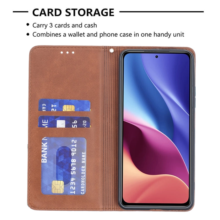 For Xiaomi Mi 11i / Poco F3 / Redmi K40 Rhombus Texture Horizontal Flip Magnetic Leather Case with Holder & Card Slots