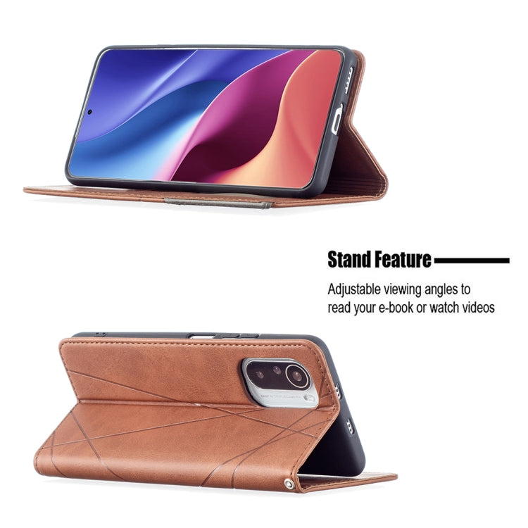 For Xiaomi Mi 11i / Poco F3 / Redmi K40 Rhombus Texture Horizontal Flip Magnetic Leather Case with Holder & Card Slots