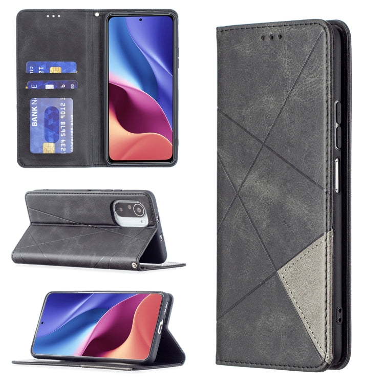 For Xiaomi Mi 11i / Poco F3 / Redmi K40 Rhombus Texture Horizontal Flip Magnetic Leather Case with Holder & Card Slots