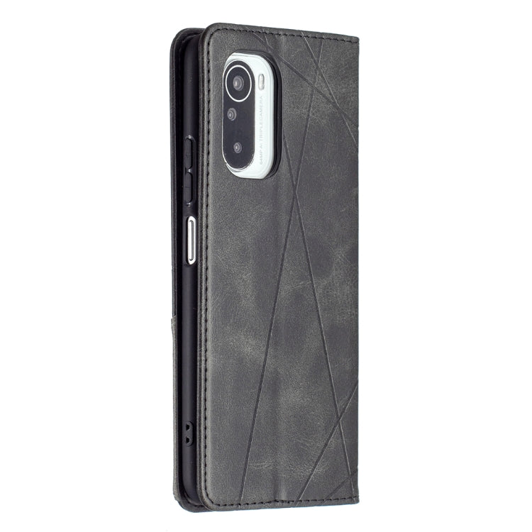 For Xiaomi Mi 11i / Poco F3 / Redmi K40 Rhombus Texture Horizontal Flip Magnetic Leather Case with Holder & Card Slots
