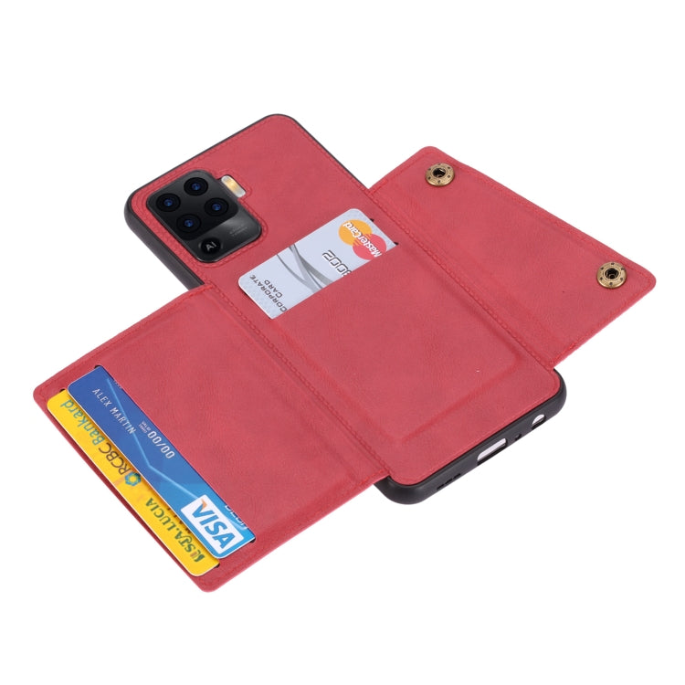 For OPPO A94 Double Buckle PU + TPU Shockproof Magnetic Protective Case with Card Slot & Holder