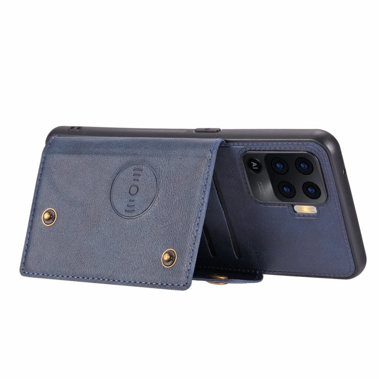 For OPPO A94 Double Buckle PU + TPU Shockproof Magnetic Protective Case with Card Slot & Holder