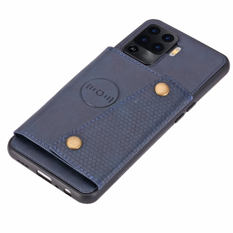 For OPPO A94 Double Buckle PU + TPU Shockproof Magnetic Protective Case with Card Slot & Holder