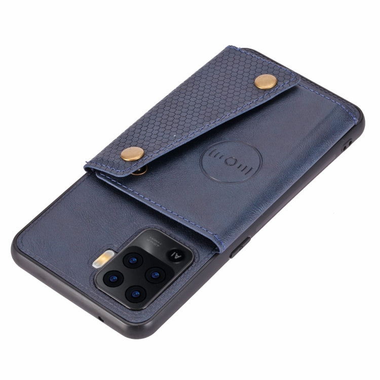 For OPPO A94 Double Buckle PU + TPU Shockproof Magnetic Protective Case with Card Slot & Holder