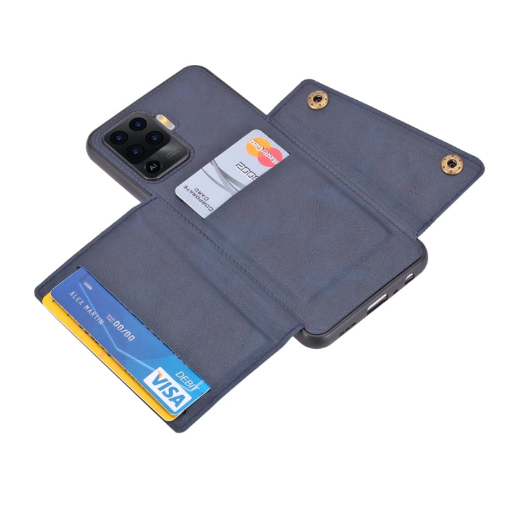 For OPPO A94 Double Buckle PU + TPU Shockproof Magnetic Protective Case with Card Slot & Holder