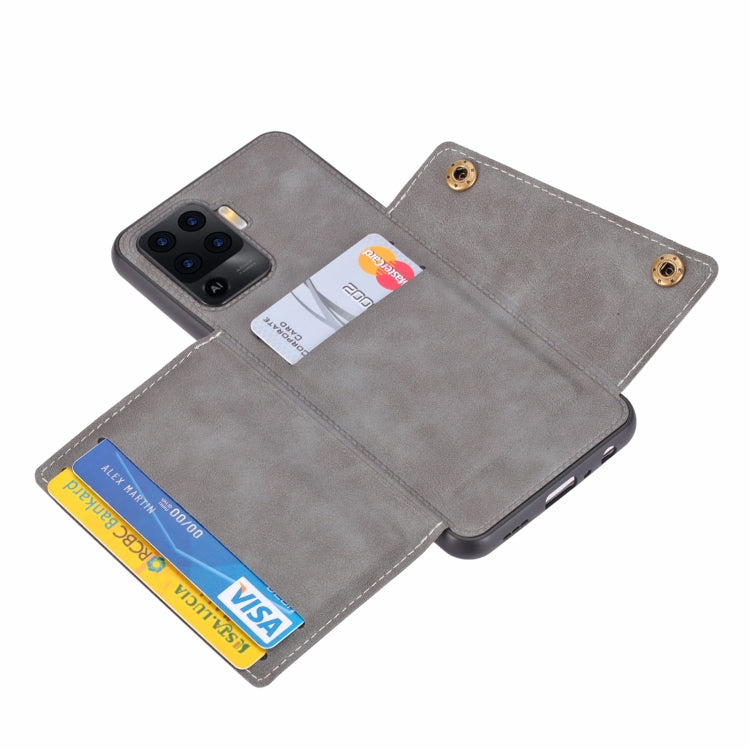 For OPPO A94 Double Buckle PU + TPU Shockproof Magnetic Protective Case with Card Slot & Holder