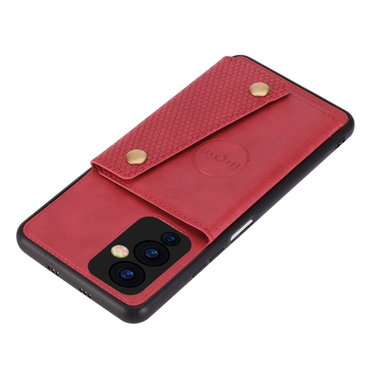 For Xiaomi Redmi K40 Double Buckle PU + TPU Shockproof Magnetic Protective Case with Card Slot & Holder