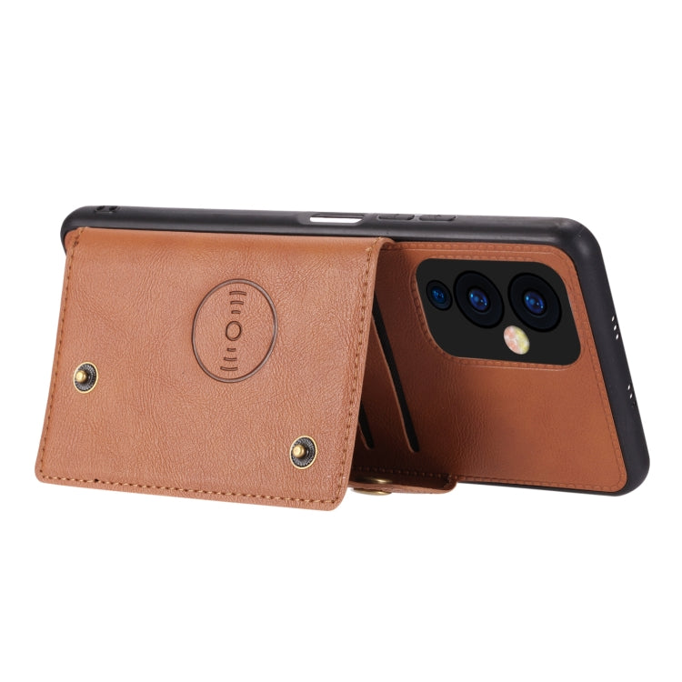 For Xiaomi Redmi K40 Double Buckle PU + TPU Shockproof Magnetic Protective Case with Card Slot & Holder