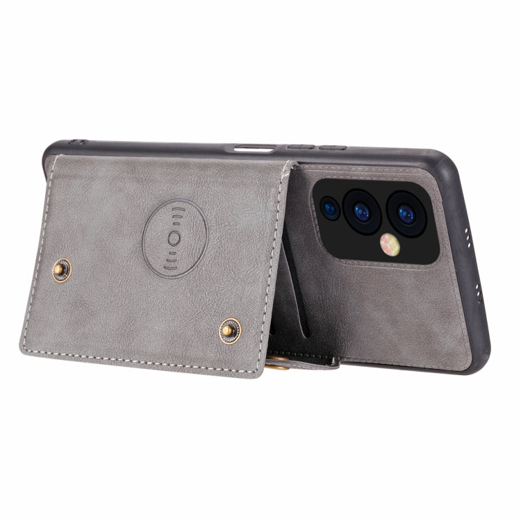 For Xiaomi Redmi K40 Double Buckle PU + TPU Shockproof Magnetic Protective Case with Card Slot & Holder