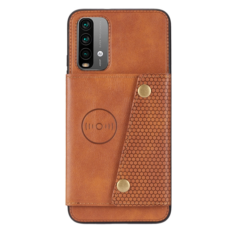 For Xiaomi Redmi Note 9 4G Double Buckle PU + TPU Shockproof Magnetic Protective Case with Card Slot & Holder