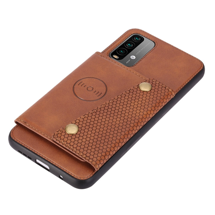 For Xiaomi Redmi Note 9 4G Double Buckle PU + TPU Shockproof Magnetic Protective Case with Card Slot & Holder