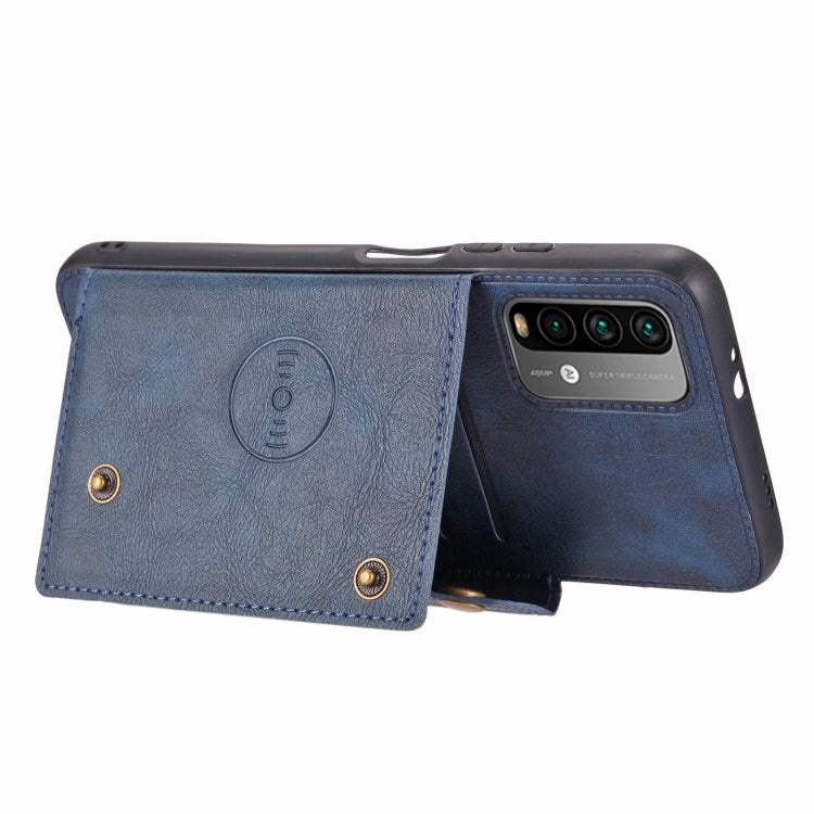 For Xiaomi Redmi Note 9 4G Double Buckle PU + TPU Shockproof Magnetic Protective Case with Card Slot & Holder