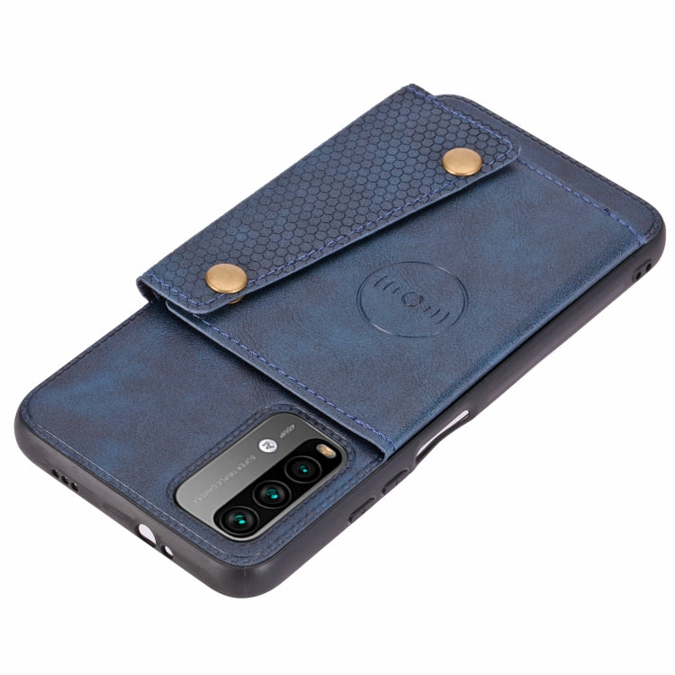 For Xiaomi Redmi Note 9 4G Double Buckle PU + TPU Shockproof Magnetic Protective Case with Card Slot & Holder